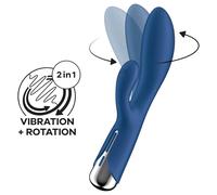 SATISFYER - SPINNING RABBIT 1 CLITORIDE E STIMOLAZIONE DEL PUNTO G ROSSO - AZZURRO
