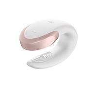 Satisfyer | vibratore di coppia di lusso con telecomando | Double Love Connect App' con app e telecomando radio | silicone medico | 8,6 cm | colore:bianca