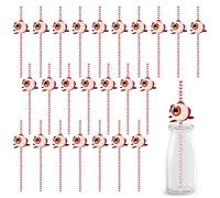 Satiskid 24 cannucce di carta per Halloween, motivo bulbo oculare, cannucce per cocktail, succhi di frutta, per ristorante, casa, bar, feste di Halloween, decorazioni per feste di Halloween (rosso)