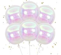 Satiskid 6 palloncini rotondi iridescenti, 55,9 cm, giganti, 4D, trasparenti, rotondi, per compleanni, matrimoni, balli, decorazioni per feste