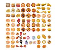 Satiskid 70 mini ciondoli in resina a forma di cibo, statuette realistiche a forma di torta, pane, snack, ornamenti finti per artigianato fai da te, decorazioni per la casa, oggetti di scena
