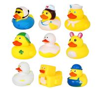 Satiskid 9 Pezzi Paperella di Gomma, Anatre Colorate, Giocattolo da Bagno Galleggiante per Bambini, Compleanni e Feste