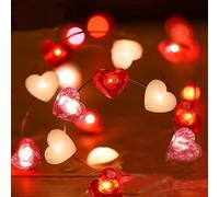Satiskid Filo di luci a forma di cuore in 3 colori, 2 m, 20 LED, alimentate a batteria, per San Valentino, matrimonio, festa della mamma, anniversario, decorazione per interni