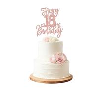 Satiskid Topper per torta per 18° compleanno, decorazione per torta con glitter oro rosa per ragazze, 14,7 x 16,5 cm, decorazione per feste di compleanno di diciotto anni