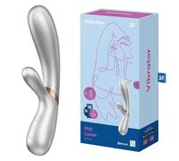Satisyfer, Rabbit Bluetooth, Hot Lover Connect App', 20 cm, con app, silicone impermeabile, ricaricabile e delicato sulla pelle, colore:d'argento