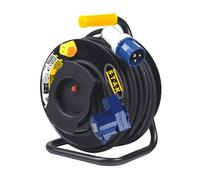 Satk Avvolgicavo Industriale 25 m - Spina industriale CEE e Presa CEE/Schuko, Interruttore Termico - Per Cantieri, Camper, Officine, Outdoor