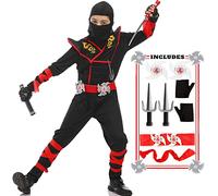 SATKULL Costume da ninja per bambini, per cosplay, ragazzi e ragazze, per feste a tema (bambini-M-6/7T)