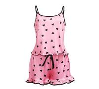 Satohom Donna Pigiama in Seta Ice con Stampa a Cuore Estivo Seta Raso Top e Pantaloncini Babydoll 2 Pezzi, Sexy Corto Senza Maniche Imbracatura Camicia da Notte Top Shorts Canotta Lingerie