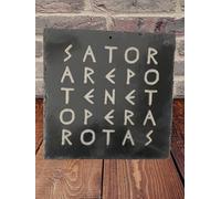 Sator Quadrato Magico in Ardesia, Targa Decorativa Antica Romana, 20 x 20 cm, Incisione Artigianale su Pietra Nera