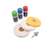 SATRA Set di lucidatura in metallo, 7 pezzi, con 3 dischi lucidanti e 3 paste lucidanti per ottone, stagno, rame, alluminio