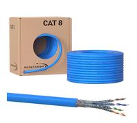 SatShop-Ft RedStar24 CAT 8 Cavo di rete 50m - Cavo Ethernet CAT8 Schermato - Cavo dati Cat 8.1 LAN Gigabit S/FTP, PIMF, PoE, 40Gbit/s, senza alogenuri, cavo di installazione in rame - 50 metri bobina