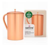 Sattva Ayurveda Brocca d'acqua in rame, 1950 ml, dimensioni della famiglia, in puro rame con certificato, brocca detox ayurvedica, design liscio, fatto a mano e senza plastica