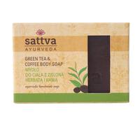 Sattva Ayurveda Sapone naturale Tè verde e caffè - Sapone esfoliante glicerina fatta a mano con oli vegetali - Pulizia delicata per viso e corpo - 125 g