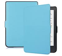 SATURCASE Custodia a libro per Kobo Clara HD, in pelle PU, ultra sottile, leggera, con funzione auto sleep/wake (celeste)