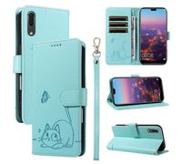 SATURCASE Custodia a portafoglio per Huawei P20, in pelle PU, con doppio magnete, con scomparti per carte di credito e cinturino da polso, custodia protettiva per Huawei P20 (ZC-marrone)