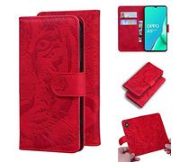 Saturcase - Custodia in pelle PU per Oppo A5 2020/A9 2020, con chiusura a doppio magnete, per Oppo A5 2020/A9 2020, colore: Rosso