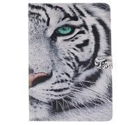SATURCASE Custodia per iPad Air 2, iPad 6 Case, PU Flip Magnetico Portafoglio Supporto di Carta di Copertura per Apple iPad Air 2/iPad 6 Cool Tiger