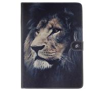 SATURCASE Custodia per iPad Air, iPad 5 Case, PU Flip Magnetico Portafoglio Supporto di Carta di Copertura per Apple iPad Air/iPad 5 Cool Lion
