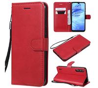 SATURCASE Custodia per Xiaomi Mi A3, Custodia classica in pelle PU Flip Magnet Portafoglio Stand Slot per carte di credito Custodia protettiva con cinturino per Xiaomi Mi A3 (XD-Rosso)