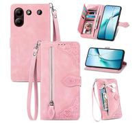 SATURCASE Custodia per ZTE Blade A54, motivo floreale in pelle PU con chiusura magnetica, con chiusura magnetica, con scomparti per carte di credito e cordino, custodia protettiva per ZTE Blade A54