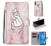 Saturcase - Custodia protettiva per Alcatel 1S 2020/3L 2020, in pelle PU, con chiusura magnetica, con scomparti per carte di credito, per Alcatel 1S 2020/3L 2020 (DH-12)