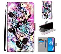 Saturcase - Custodia protettiva per Alcatel 1S 2020/3L 2020, in pelle PU, con chiusura magnetica, con scomparti per carte di credito, per Alcatel 1S 2020/3L 2020 (DK-12)