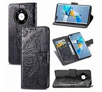 SaturCASE - Custodia protettiva per Huawei Mate 40 Pro, in pelle PU, con chiusura magnetica e funzione di supporto, con cinturino da polso, per Huawei Mate 40 Pro, colore: Nero