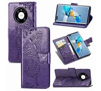 SaturCASE - Custodia protettiva per Huawei Mate 40 Pro, in pelle PU, con chiusura magnetica e funzione di supporto, con cinturino da polso, per Huawei Mate 40 Pro (viola)