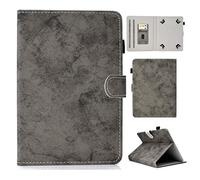 Saturcase - Custodia universale per tablet da 8"-9,5", in pelle sintetica, stile retrò, con chiusura magnetica, supporto e scomparti per carte di credito, per tablet da 8"-9,5" Grey