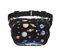 Saturn Jupiter Earth - Borsa a tracolla da viaggio, alla moda e casual, marsupio quadrato a doppio strato, nero, taglia unica, Nero, One Size