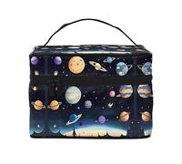Saturn Jupiter Earth - Borsa per il trucco da donna, grande capacità, portatile, da viaggio, (22,9 x 16,5 x 15,7 cm), grande borsa per il trucco per ragazze