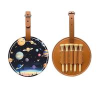 Saturn Jupiter Earth - Borsa portaoggetti per tee da golf con stampa nera, design portatile, facile da organizzare, Marrone, Taglia unica