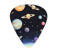 Saturn Jupiter Earth - Confezione da 12 plettri assortiti in celluloide, spessore 0,46 mm, 0,71 mm, 0,96 mm, spessore medio, pesante, in celluloide, per chitarra acustica elettrica e ukulele