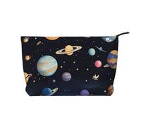 Saturn Jupiter Earth - Trousse in velluto a coste alla moda, chiusura a cerniera, adatta per viaggi, campeggio e uso quotidiano