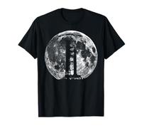 Saturn V Rocket Silhouette e Luna Grafica NASA Maglietta