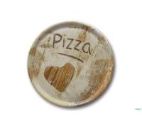 Piatto Pizza In Porcellana Decoro Heart Cm33, Marrone Chiaro