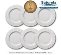 SATURNIA EDERA PIATTO FRUTTA CM 21 PORCELLANA BIANCA SET 6 PEZZI - MADE IN ITALY