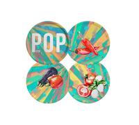 Saturnia - Set 4 Piatti Pizza Pop in Porcellana Decorata Ø 31 cm - Lavabili in Lavastoviglie, Design Multicolore con Decori Diversi