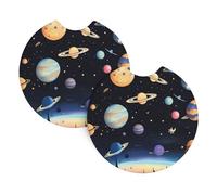 Saturno - Sottobicchieri con stampa di Giove Terra, confezione da 2, 6,9 cm, con tacca per le dita, per donne e uomini