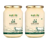 SATVIK PURE GHEE Ghee A2 Gir mucca 1 litro Churned from Vedic Bilona Method Bilona Ghee A2 mucca Desi Ghee (confezione da 2)