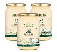 SATVIK PURE GHEE Ghee A2 Gir mucca 1 litro Churned from Vedic Bilona Method Bilona Ghee A2 mucca Desi Ghee (confezione da 3)