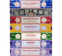 Satya - Bastoncini di incenso assortiti Nag Champa, Superhit, patchouli, legno di sandalo, sangue di drago, vibrazioni positive, lavanda, | per meditazione, yoga, guarigione, aromaterapia, relxazione,