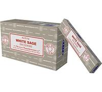 Satya Bastoncini di incenso Nag Champa, salvia bianca, 12 confezioni da 15 g Satya
