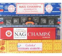 Satya Goloka Nag Champa Incense Sticks Set of 4, Super Hit Gold