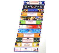 Satya Nag Champa Classic Incenso Set di 12 Fragranze Composte da: Nag Champa, Super Hit, Golden Era, Muschio egiziano, Naturale, Fortune, Chakra, Aastha, Legno di Sandalo, Patchouli Forest, Albero