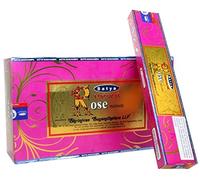 Satya Nag Champa, incensi a bastoncino, alla rosa, da 15 g, 3 pezzi, con spilletta souvenir di Sterling Effectz
