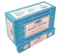 SATYA Nag Champa Money Matrix Agarbatti | Bastoncini di incenso Masala a mano | 12 confezioni da 15 grammi ciascuno in una scatola | Prodotto di qualità