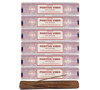 Satya Positive Vibes Bastoncini di incenso - 6 confezioni di fragranze con supporto per bastoncini di incenso Nakshatra | Ogni scatola 15 g Joss Stick Long Burning House Aroma Hex | per meditazione