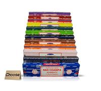 Satya Sai Baba - Mix di 12 confezioni di incenso da 15 g, inclusi Nag Champa, rosa, salvia, patchouli, sandalo, tulsi, lavanda, muschio, oppio, gelsomino, champa e vaniglia