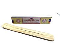 Satya Salvia Bianca - Incenso in stick 15gr con Porta incenso in Legno da 25 cm (Salvia Bianca)